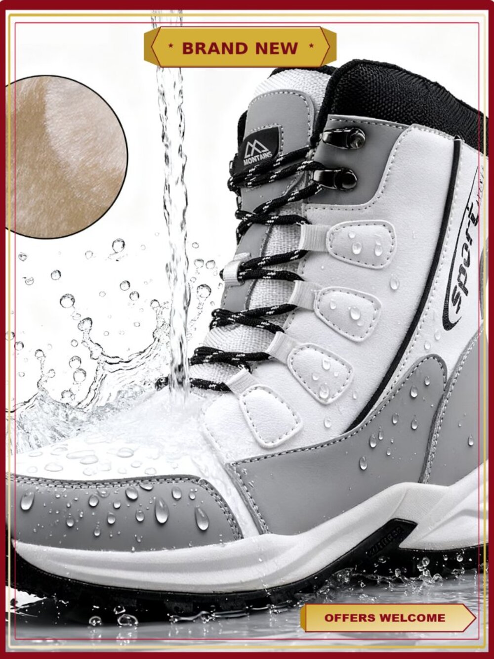 Women's Winter Snow Boots Waterproof Anti-Slip Warm Lace Up Ankle Boots